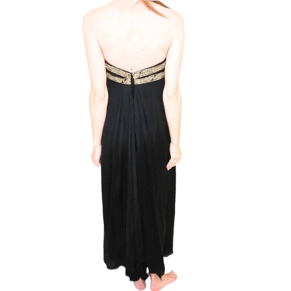 Marchesa Notte Women's Silk Formal Strapless Goddess Gown Size 8 Black/Gold - Picture 5 of 11